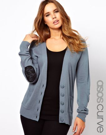 Asos  Lace Elbow Patch Cardigan - Lyst