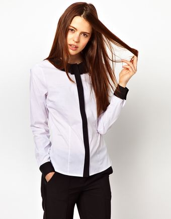 Asos Shirt with Folded Collar in Monochrome Blocking - Lyst