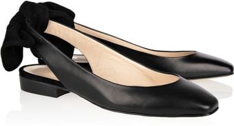 Carven Bow Detailed Leather and Suede Slingbacks - Lyst