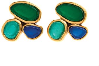 Oscar de la Renta 3 Stone Stud Earring - Lyst