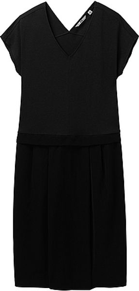 Uniqlo Combination V- Neck Short Sleeve Dress - Lyst