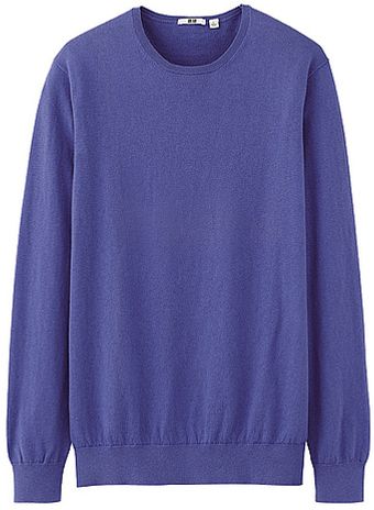 Uniqlo Cotton Cashmere Crew Neck Sweater - Lyst