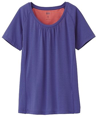 Uniqlo Stretch Gathered Crew Neck Short Sleeve Tee - Lyst
