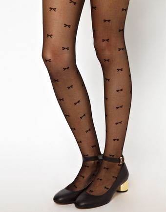 American Apparel Sheer Luxe Bows Tights - Lyst