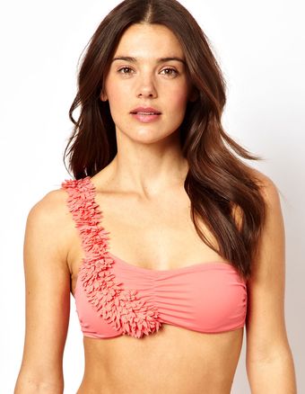 Asos 3d Flower One Shoulder Bikini Top - Lyst