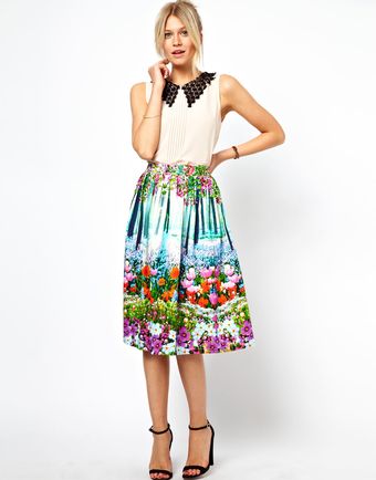 ASOS Collection Midi Skirt in New Floral Print - Lyst