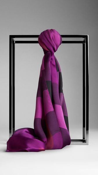 Burberry Check Silk Satin Scarf - Lyst