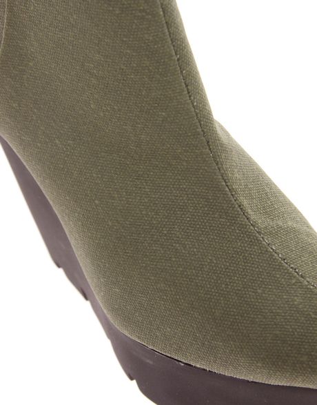 Cheap Monday Monolit Canvas Wedge Boot in Green (army) | Lyst