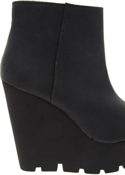 Cheap Monday Monolit Canvas Wedge Boot in Black | Lyst