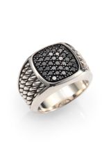 David Yurman Sterling Silver and Black Diamond Ring