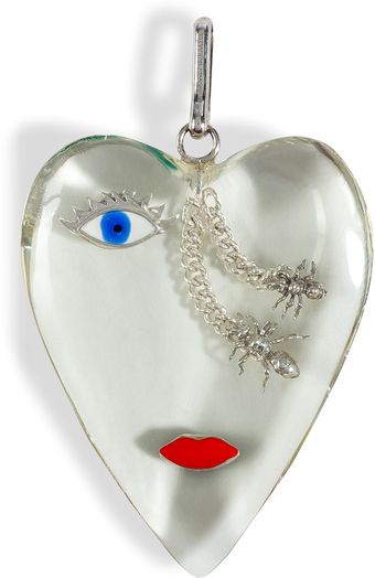 Delfina Delettrez Clear Resinsilverenamel Heart Pendant - Lyst