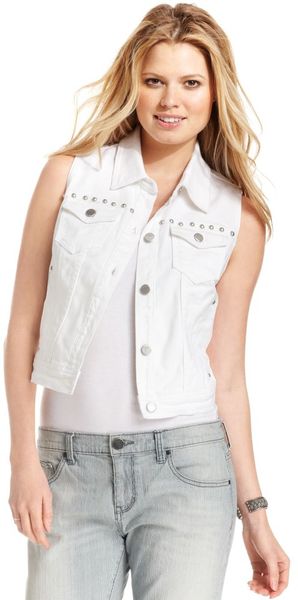 DKNY Sleeveless Denim Studded - Lyst