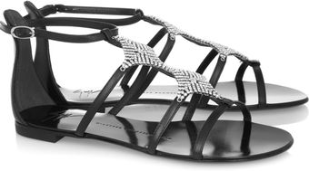Giuseppe Zanotti Crystalembellished Leather Sandals - Lyst