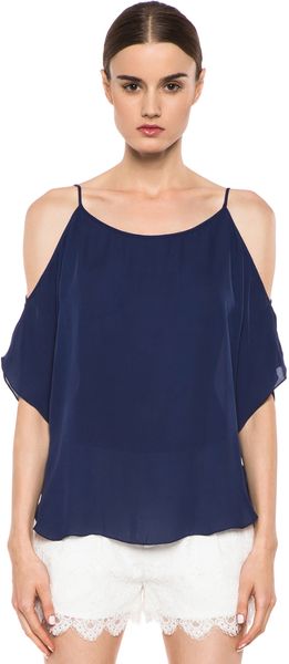 Haute Hippie Open Shoulder Blouse in Sapphire - Lyst