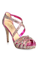 Kate Spade Ginger Glitter Satin Platform Sandals