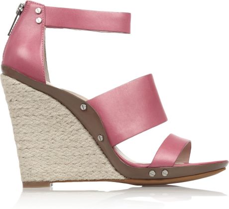 Kors By Michael Kors Eliza Leather Wedge Sandals in Purple (fuchsia) | Lyst