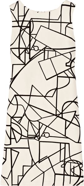 Oscar de la Renta Geometric Print Silk Dress - Lyst