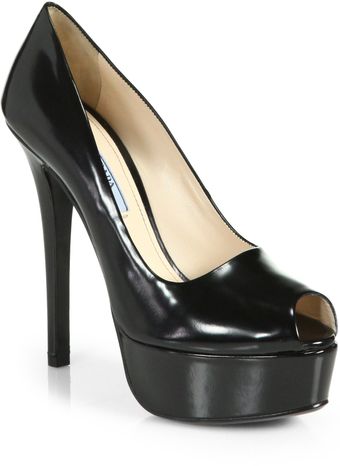 Prada Leather Platform Pumps - Lyst