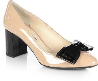 Prada Patent Leather Bow Pumps - Lyst