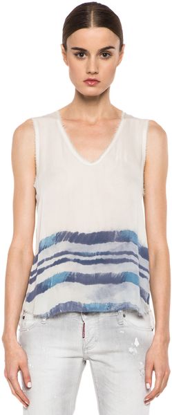 Raquel Allegra Silk Sleeveless Tee in Ivory Tie Dye - Lyst
