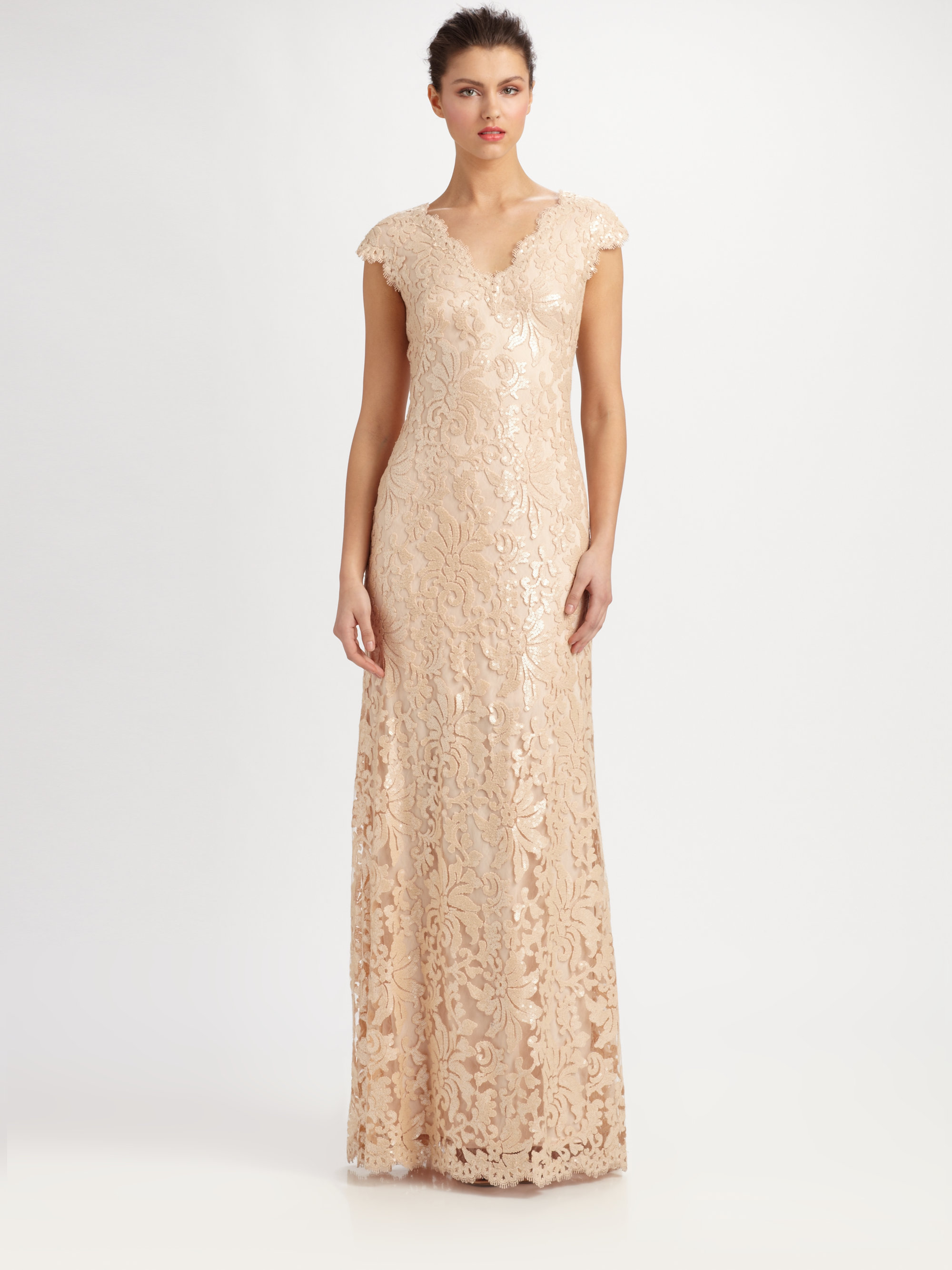 tadashi sequin lace gown