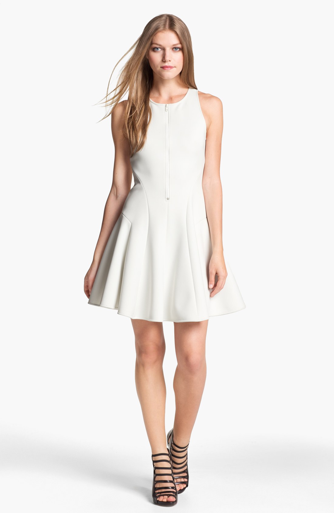 Theory Cella Fit Flare Dress In White Lyst