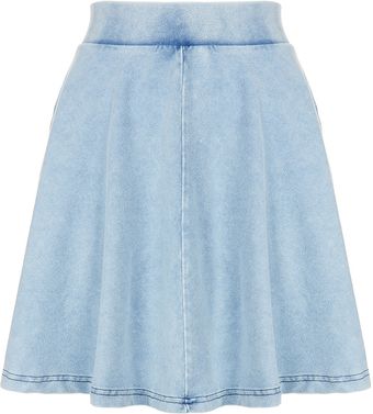 Topshop High Waisted Denim Look Skater - Lyst