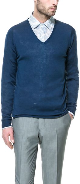 Zara Silk and Cotton Sweater - Lyst