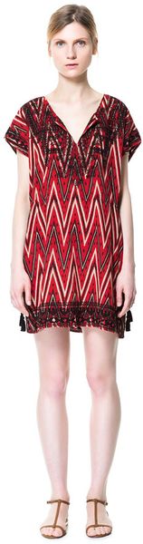 Zara Embroidered Dress - Lyst