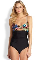  Onepiece Ribbons Twist Swimsuit