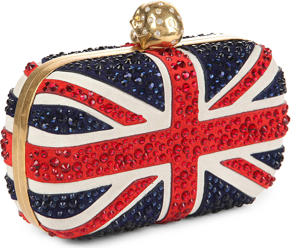 Alexander Mcqueen 'Britannia Skull' Box Clutch in Multicolor (red) Lyst