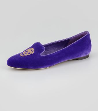 Alexander McQueen Embroidered Skull Smoking Slipper - Lyst