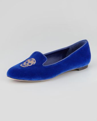 Alexander McQueen Embroidered Skull Smoking Slipper - Lyst