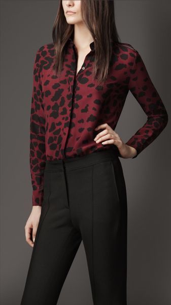Burberry Spotted Animal Print Silk Shirt - Lyst
