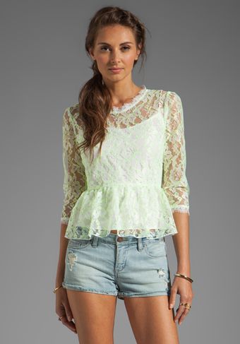 Dolce Vita Ceri Lace Peplum Top in White - Lyst