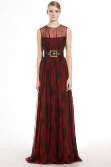 Gucci Check Printed Silk Chiffon Gown - Lyst