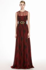 Gucci Check Printed Silk Chiffon Gown