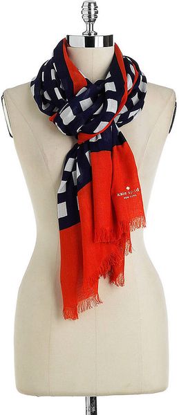 Kate Spade Fringed Graphic Scarf - Lyst