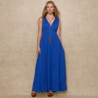 Ralph Lauren Blue Label Leather Tie-neck Silk Dress - Lyst