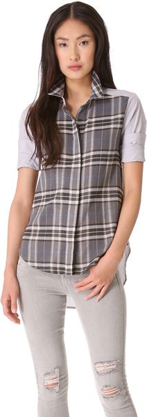 Sea Combo Button Down Blouse - Lyst