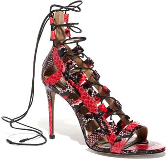 Aquazzura Red Amazon Lace Up Bootie - Lyst
