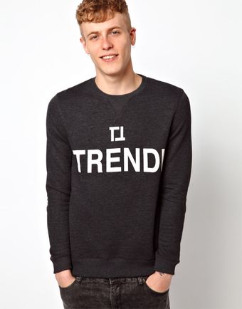 Asos Trendi Printed Crew Neck Sweat - Lyst