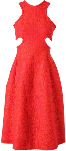 Carven Woven Raffia Cutout Dress - Lyst