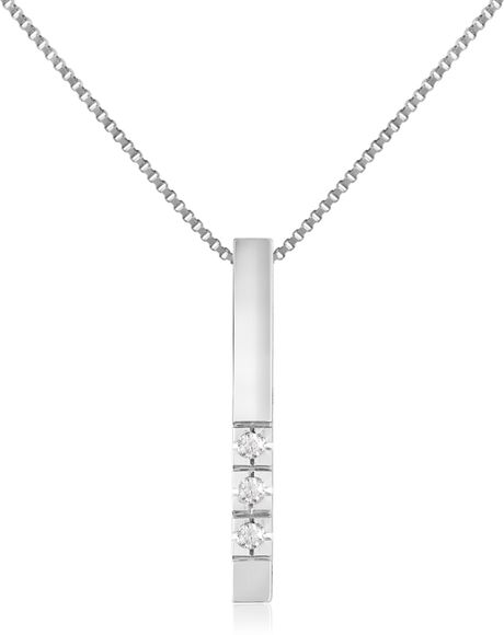 Forzieri 0.02 Ct Diamond Bar Pendant Necklace in White (white gold)