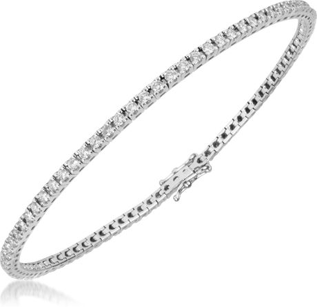 ... White Diamond Eternity 18K Gold Tennis Bracelet in White (white gold