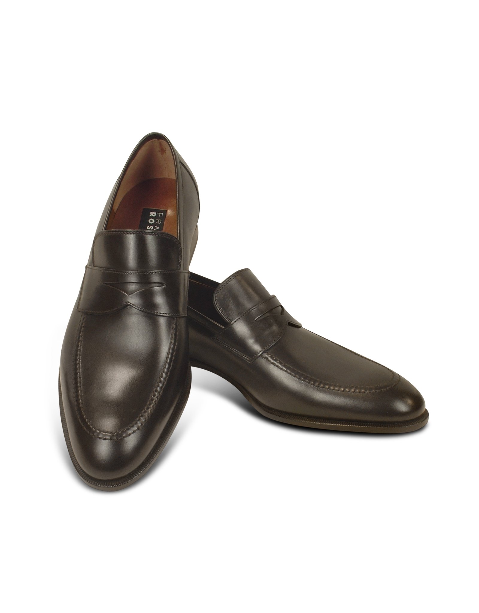 Fratelli Rossetti Dark Brown Calf Leather Penny Loafer Shoes in Brown ...