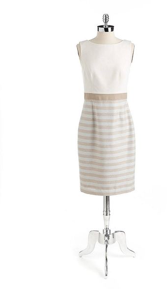 Kay Unger Mixed Media Sheath Dress - Lyst