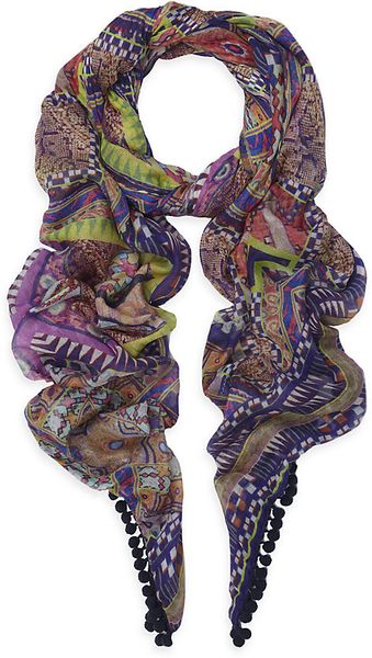 Matthew Williamson Patchwork Pom Pom Scarf - Lyst