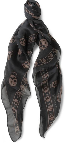 Alexander McQueen Skullprint Silk Scarf - Lyst