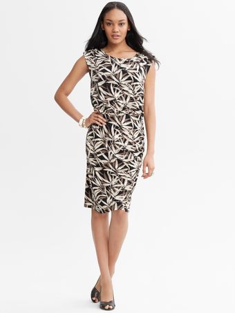 Banana Republic Leaf Print Tulip Dress - Lyst
